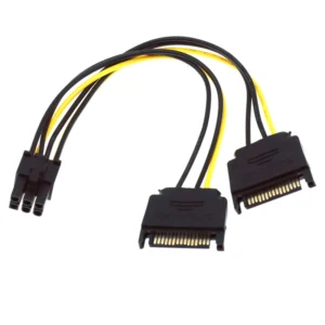 Haysenser Dual SATA 15pin to 8pin Video Card Powr Adapter Cable 20cm PCI-E SATA Power Supply Cable 15- pin to 8 pin cable - Image 3
