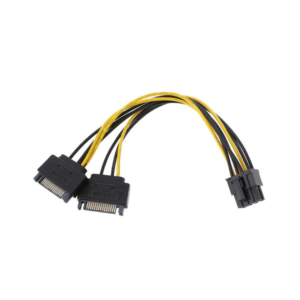 Haysenser Dual SATA 15pin to 8pin Video Card Powr Adapter Cable 20cm PCI-E SATA Power Supply Cable 15- pin to 8 pin cable - Image 1