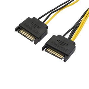 Haysenser Dual SATA 15pin to 8pin Video Card Powr Adapter Cable 20cm PCI-E SATA Power Supply Cable 15- pin to 8 pin cable - Image 2